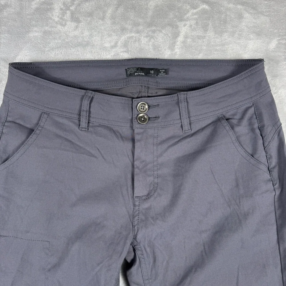 Prana Halle Hiking Pants Womens 10 Gray‎ Stretch Zion Roll Up Leg Outdoor